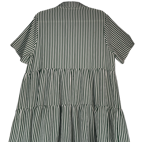 Shein Curve Shirt Dress Womens Size 1X Green Stripe Tiered Boho Peasant - Picture 7 of 9